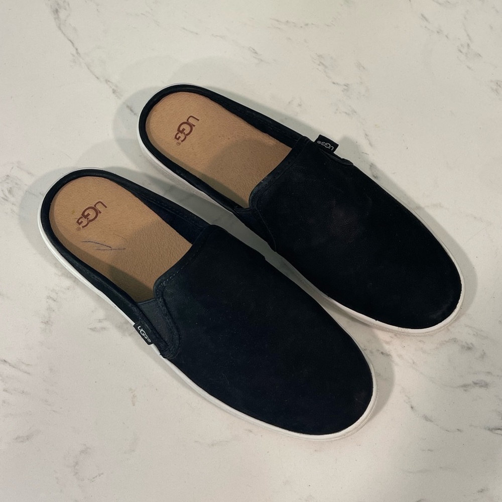 Women’s Ugg Black Suede Leather Slip on Mule 9.5